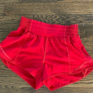 Red lululemon hotty hot shorts size 2.   Inseam 2.5